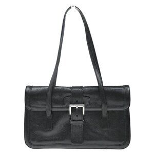 PRADA Logo Shoulder Bag Leather Black Nero SHW Italy